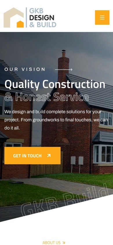 The GKB Build homepage on a phone